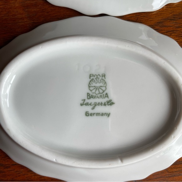 Vintage Floral Small Oval Dishes Gold Trim Porcelain Serviceware Jaeger Germany - Picture 9 of 9